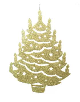 Χριστουγεννιάτικο Στολίδι Δέντρο Χρυσό Glitter με Κεριά 26cm 209889