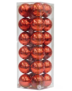 Χριστουγεννιάτικες Μπάλες Κόκκινες Set/24 τεμάχια 4cm 232793 
