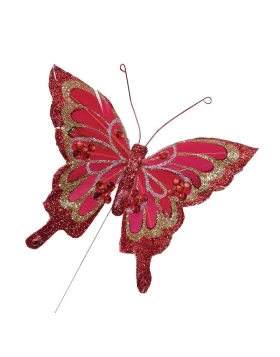 Πεταλούδα Πούπουλο με Πούλιες 13cm Fuchsia 16285