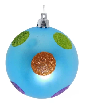 Χριστουγεννιάτικη Μπάλα Τυρκουάζ Πουά 8cm 53094-3