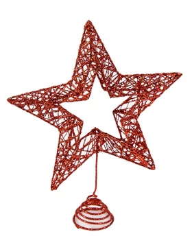 Χριστουγεννιάτικη Κορυφή Δέντρου Μεταλλικό Αστέρι Κόκκινο 24cm 5542c