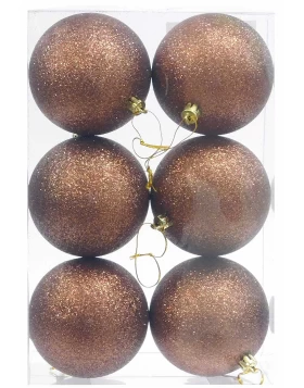 Σετ/6 τεμ. Χριστουγεννιάτικες Μπάλες Copper με Glitter 8cm 236562