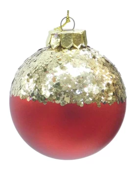Χριστουγεννιάτικη Μπάλα Κόκκινη mat με Glitter 8cm 53184b