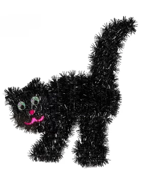 Μαύρη Γάτα Tinsel Halloween Κρεμαστό Διακοσμητικό 30x36cm  317836