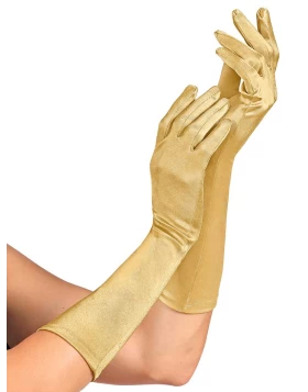 Αποκριάτικα Γάντια Satin Elastane Χρυσά 40cm 14418