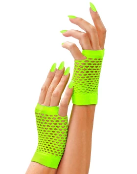 Αποκριάτικα Κοντά Γάντια Δίχτυ Πράσινα Neon 318298