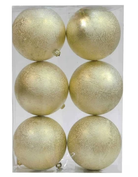 Set/6 τεμάχ. Χριστουγεννιάτικες Μπάλες Χρυσό Σαγρέ 10cm 235992