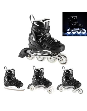 Αυξομειούμενα Roller NH 10905 ΣΕΤ 4 ΣΕ 1 INLINE SKATES NILS EXTREME Μαυρο LED-SMALL (31-34) - Κωδικός 16-25-052