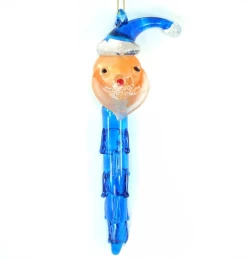 Χριστουγεννιάτικο Στολίδι Αη Βασίλης Γυάλινο 10cm Blue 16315d (Thumb 1)