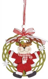 Στεφανάκι Χριστουγεννιάτικο Στολίδι Τσόχινο 8cm 50466a (Thumb 1)