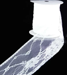 Κορδέλα Άσπρη Δαντέλα 10m x8cm 232103 (Thumb 1)