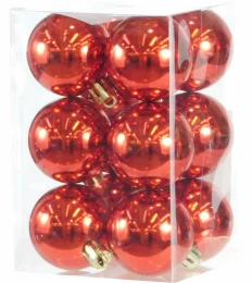 Set/12 τεμ Χριστουγεννιάτικες Μπάλες Κόκκινες 4cm 232791 (Thumb 1)
