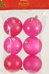 Σετ 6 τεμ χριστουγεννιάτικες μπάλες neon φούξια 8cm  154698 (Thumb 1)