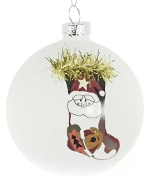 Χριστουγεννιάτικη Μπάλα Γυάλινη Άσπρη 8cm 53078a (Thumb 1)