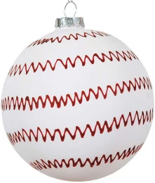 Χριστουγεννιάτικη μπάλα γυάλινη Άσπρη Κόκκινη 10cm 176551 (Thumb 1)