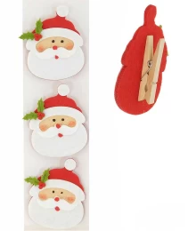 Σετ 3 τεμάχια Χριστουγεννιάτικα Τσόχινα Στολίδια με Μανταλάκι 8cm Χ-4717a (Thumb 1)