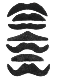 Σετ 7 Σχέδια Αποκριάτικα Μουστάκια Χαρακτήρων Μαύρα 317112 (Thumb 1)