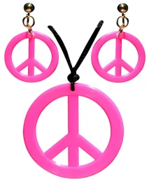 Αποκριάτικο Σετ Χίππι Neon Ροζ 238052 (Thumb 1)