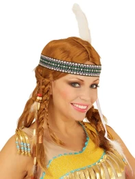 Αποκριάτικη Περούκα Ινδιάνας με Κοτσιδάκια Deluxe 317189 (Thumb 1)