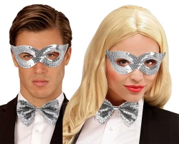 Μάσκα Ματιών Ασημί με Παγιέτες 317248 (Thumb 1)