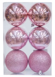 Σετ 6 τεμ. Χριστουγεννιάτικες Μπάλες Ροζ σε 3 Αποχρώσεις 8cm 236228a (Thumb 1)