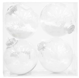 Σετ 4 τεμ. Χριστουγεννιάτικες Μπάλες Διάφανες με Χιόνι 10cm 236233 (Thumb 1)