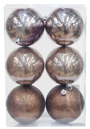 Σετ 6 τεμ. Χριστουγεννιάτικες Μπάλες Μπρονζέ σε 3 Αποχρώσεις 6cm 236249 (Thumb 1)