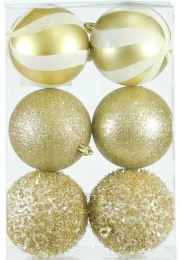 Σετ/6 τεμ. Χριστουγεννιάτικες Μπάλες Χρυσές 3 Σχέδια 8cm 237001a (Thumb 1)
