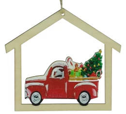 Χριστουγεννιάτικο Στολίδι Σπιτάκι με Αυτοκίνητο 236950a (Thumb 1)
