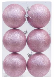 Σετ/6 τεμ. Χριστουγεννιάτικες Μπάλες Ροζ με Glitter 6cm 237257 (Thumb 1)