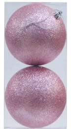 Σετ/2 τεμ. Χριστουγεννιάτικες Μπάλες Ροζ με Glitter 10cm 237049 (Thumb 1)