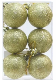 Σετ/6 τεμ. Χριστουγεννιάτικες Μπάλες Χρυσό με Glitter 4cm 236553 (Thumb 1)