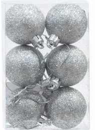 Σετ/6 τεμ. Χριστουγεννιάτικες Μπάλες Ασημί με Glitter 4cm 236555 (Thumb 1)