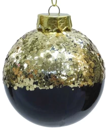 Χριστουγεννιάτικη Μπάλα Blue/Black Γυαλιστερό με Glitter 8cm 53183b (Thumb 1)
