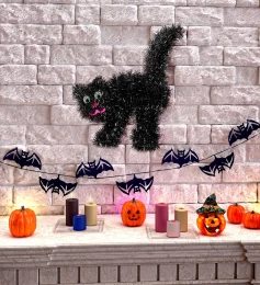 Μαύρη Γάτα Tinsel Halloween Κρεμαστό Διακοσμητικό 30x36cm  317836 (Thumb 2)