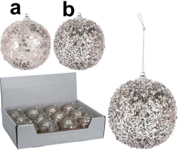 Χριστουγεννιάτικη Μπάλα Σαμπανιζέ 8cm σε 2 σχέδια 207365 (Thumb 1)