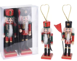 Σετ 2 τεμ. Χριστουγεννιάτικα Στολίδια Ξύλινος Καρυοθραύστης 12cm 875984 (Thumb 1)