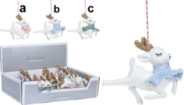 Χριστουγεννιάτικο Στολίδι Ελαφάκι Κρεμαστό σε 3 Σχέδια 10cm 400145 (Thumb 1)