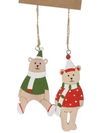 Σετ 2 τεμ. Χριστουγεννιάτικα Στολίδια Αρκουδάκια Ξύλινα 9m 291231b (Thumb 1)