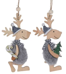 Σετ 2 τεμ. Χριστουγεννιάτικα Στολίδια Ταρανδάκια Ξύλινα 296632b (Thumb 1)