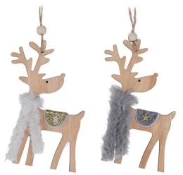 Σετ 2 τεμ. Χριστουγεννιάτικα Στολίδια Ταρανδάκια Ξύλινα 298018b (Thumb 1)