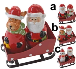 Αλάτι και Πιπέρι Πορσελάνης σε Έλκηθρο Μεταλλικό σε 3 σχέδια 361759 (Thumb 1)