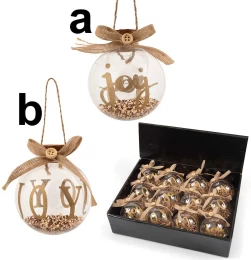 Χριστουγεννιάτικη Μπάλα Διάφανη Joy με Διακόσμηση 10cm σε 2 σχέδια 53201 (Thumb 1)