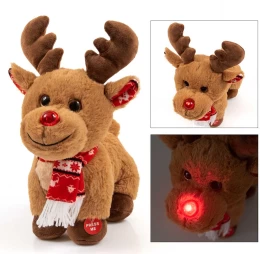 Ελαφάκι Λούτρινο με Φωτιζόμενη Μυτούλα και Ελληνικά Κάλαντα 19cm 237831 (Thumb 1)