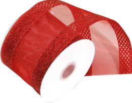 Χριστουγεννιάτικη Κόκκινη Κορδέλα Υφασμάτινη 8.23m 50190069 (Thumb 1)