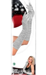 Αποκριάτικα Γάντια Plisse Satin Elastane Ασημί 44cm 34316 (Thumb 3)