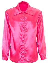 Satin Αποκριάτικο Πουκάμισο 70s Disco Ροζ 319488 (Thumb 2)