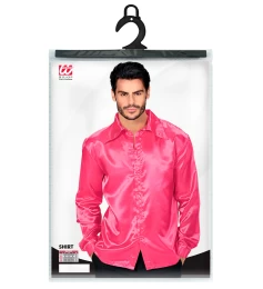 Satin Αποκριάτικο Πουκάμισο 70s Disco Ροζ 319488 (Thumb 3)