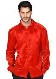 Satin Αποκριάτικο Πουκάμισο 70s Disco Κόκκινο 9552 - 318548 (Thumb 1)