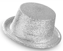Αποκριάτικο Ημίψηλο Καπέλο Ασημί με Glitter 318042 (Thumb 2)